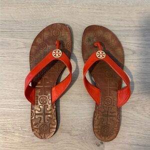 Tory Burch Orange Thora Thong Sandals